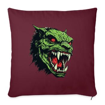 Tête d’Orc, Démon, Goule - Housse de coussin décorative 45 x 45 cm - bordeaux - Devant