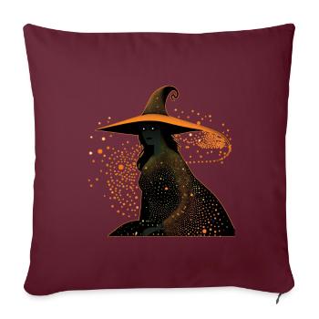 Hexen-Silhouettenprofil mit orangefarbener Umrandung, - Sofakissenbezug 45 x 45 cm - Burgunderrot - Vorne