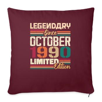 Octobre 1990 Millésime - Cadeau d’anniversaire 1990 - Housse de coussin décorative 45 x 45 cm - bordeaux - Devant