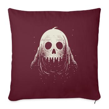Tête de fantôme avec un visage de citrouille - Housse de coussin décorative 45 x 45 cm - bordeaux - Devant