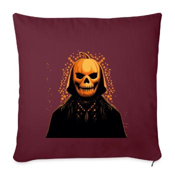 Kürbiskopf-Bösewicht mit Umhang. Halloween - Sofakissenbezug 45 x 45 cm - Burgunderrot - Vorne