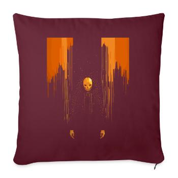 Beängstigender orangefarbener Totenkopfmann mit Umhang - Sofakissenbezug 45 x 45 cm - Burgunderrot - Vorne