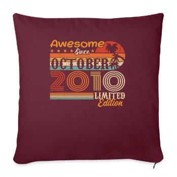 Millésime d’octobre 2010 - Octobre 2010 - Housse de coussin décorative 45 x 45 cm - bordeaux - Devant