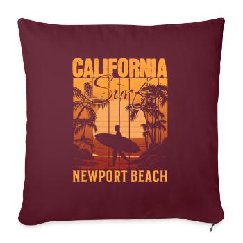 Newport Beach, Californie paradis du surf - Housse de coussin décorative 45 x 45 cm - bordeaux - Devant