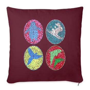 Pingouin, Lapin, Perroquet, Dauphin, Figure d’ombre - Housse de coussin décorative 45 x 45 cm - bordeaux - Devant