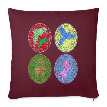 Dauphin, Perroquet, Licorne, Cerf, Figure d’ombre - Housse de coussin décorative 45 x 45 cm - bordeaux - Devant