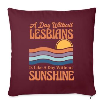 Une journée sans lesbiennes LGBTQI Pride drapeau Vintage - Housse de coussin décorative 45 x 45 cm - bordeaux - Devant