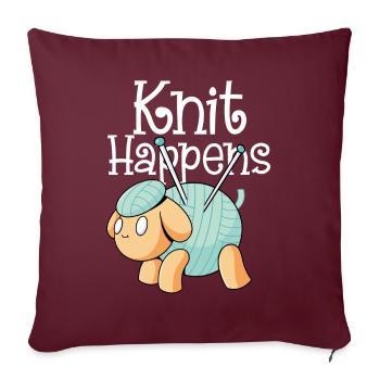 Tricot Tricot Happens Jeu De Jeu De Mots Pour Les Tricoteuses - Housse de coussin décorative 45 x 45 cm - bordeaux - Devant
