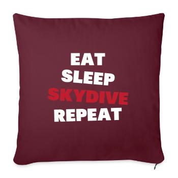 Manger, dormir, sauter en parachute, répéter - Housse de coussin décorative 45 x 45 cm - bordeaux - Devant