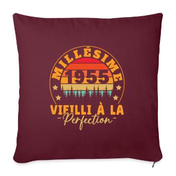 Millésime 1955, Cadeau D'anniversaire Vintage 1955 - Housse de coussin décorative 45 x 45 cm - bordeaux - Devant