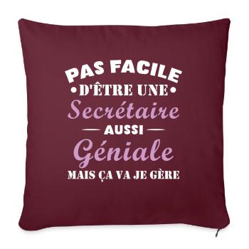 Secrétaire géniale cadeau drôle secrétaire - Housse de coussin décorative 45 x 45 cm - bordeaux - Devant