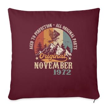 Anniversaire en Novembre 1972 - Novembre 1972 - Housse de coussin décorative 45 x 45 cm - bordeaux - Devant