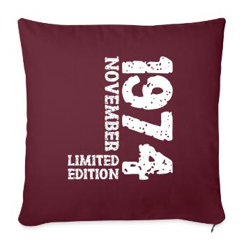 1974 novembre Limited Edition 49e anniversaire décoration - Housse de coussin décorative 45 x 45 cm - bordeaux - Devant