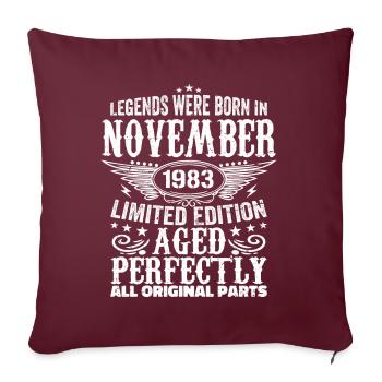 Légendaire depuis novembre 1983 - novembre 1983 - Housse de coussin décorative 45 x 45 cm - bordeaux - Devant