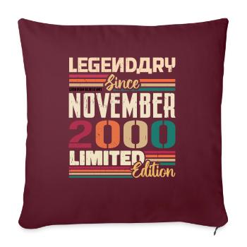 Légendaire depuis novembre 2000 - Gift 2000 - Housse de coussin décorative 45 x 45 cm - bordeaux - Devant