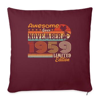 Une légende est née en novembre 1959 - 1959 - Housse de coussin décorative 45 x 45 cm - bordeaux - Devant