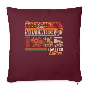 Une légende est née en novembre 1965 - 1965 - Housse de coussin décorative 45 x 45 cm - bordeaux - Devant