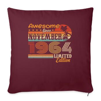 Une légende est née en novembre 1964 - 1964 - Housse de coussin décorative 45 x 45 cm - bordeaux - Devant