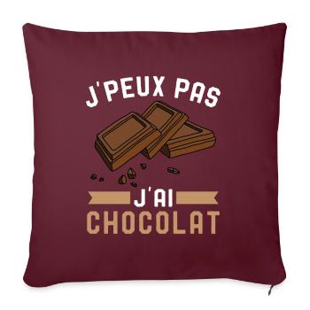 Je Peux Pas J'Ai Chocolat Humour Chocolatine - Housse de coussin décorative 45 x 45 cm - bordeaux - Devant