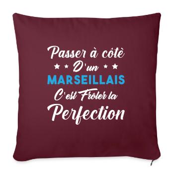 Marseille Perfection Humour Culture France Homme - Housse de coussin décorative 45 x 45 cm - bordeaux - Devant