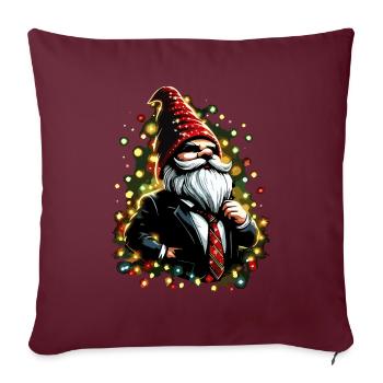Chef gnome avec guirlandes lumineuses - Housse de coussin décorative 45 x 45 cm - bordeaux - Devant