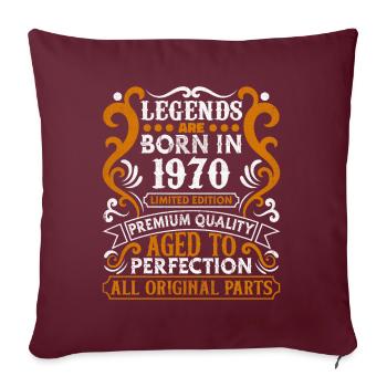 Les légendes sont nées en 1970 cadeau d’anniversaire - 1970 - Housse de coussin décorative 45 x 45 cm - bordeaux - Devant