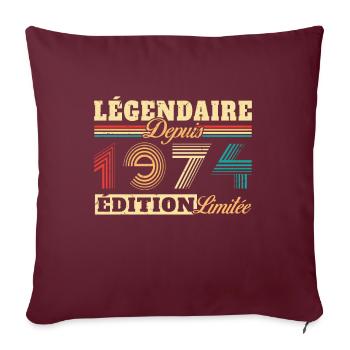 Légendaire Depuis 1974 - Housse de coussin décorative 45 x 45 cm - bordeaux - Devant
