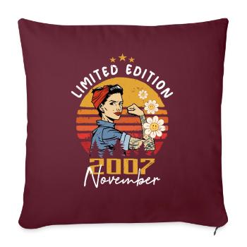 Novembre Millésime 2007 Né Anniversaire Femmes - Housse de coussin décorative 45 x 45 cm - bordeaux - Devant