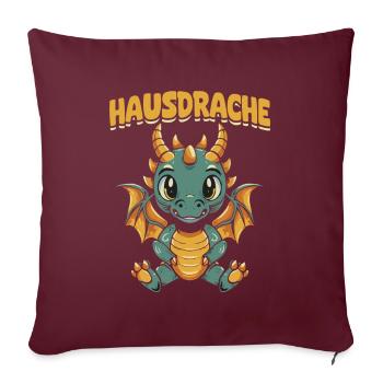 Hausdrache. Stark, Mutig und Unbesiegbar. Drache - Sofakissenbezug 45 x 45 cm - Burgunderrot - Vorne