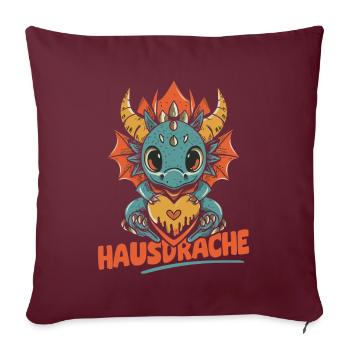 Hausdrache. Stark, Mutig und Unbesiegbar. Drache - Sofakissenbezug 45 x 45 cm - Burgunderrot - Vorne