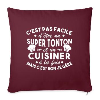 Super Tonton et un Cuisinier Cadeau Humour - Housse de coussin décorative 45 x 45 cm - bordeaux - Devant