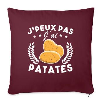 J'peux pas j'ai Patates Cadeau Jardinier Humour - Housse de coussin décorative 45 x 45 cm - bordeaux - Devant