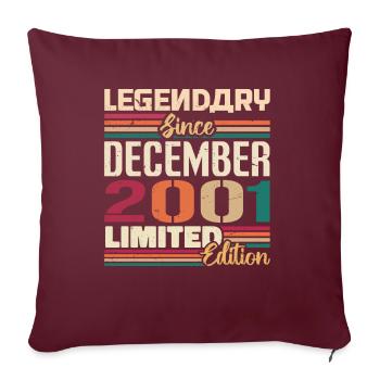 Légendaire depuis décembre 2001 Millésime décembre 2001 - Housse de coussin décorative 45 x 45 cm - bordeaux - Devant