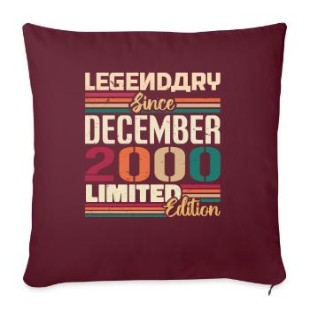 Légendaire depuis décembre 2000 Millésime décembre 2000 - Housse de coussin décorative 45 x 45 cm - bordeaux - Devant