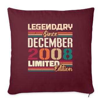 Légendaire depuis décembre 2008 Millésime décembre 2008 - Housse de coussin décorative 45 x 45 cm - bordeaux - Devant