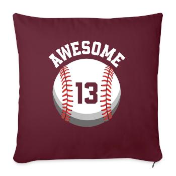 Fête de baseball du 13e anniversaire des enfants - Housse de coussin décorative 45 x 45 cm - bordeaux - Devant