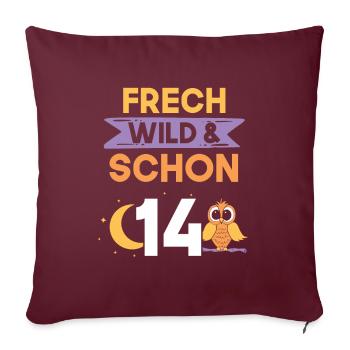 14 Jahre Geburtstag Junge Mädchen Eule - Sofakissenbezug 45 x 45 cm - Burgunderrot - Vorne