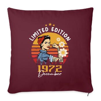Décembre 1972 Cadeau d’anniversaire Décembre 1972 - Housse de coussin décorative 45 x 45 cm - bordeaux - Devant