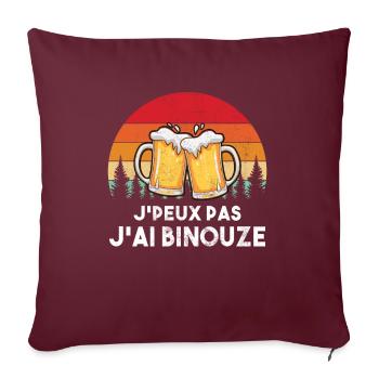 J'Peux Pas J'Ai Binouze Vintage Bière Apéro - Housse de coussin décorative 45 x 45 cm - bordeaux - Devant