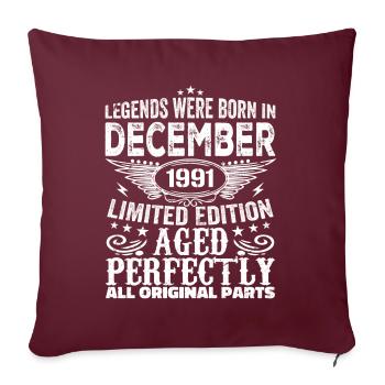 Décembre 1991 Anniversaire Décembre 1991 Décembre - Housse de coussin décorative 45 x 45 cm - bordeaux - Devant