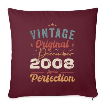 Vintage Geburtstag - Dezember 2008 - Geschenkidee - Sofakissenbezug 45 x 45 cm - Burgunderrot - Vorne