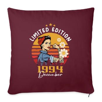 Décembre 1994 Cadeau d’anniversaire Décembre 1994 - Housse de coussin décorative 45 x 45 cm - bordeaux - Devant