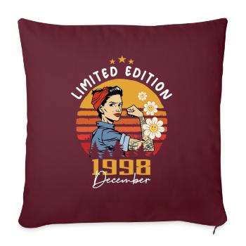 Décembre 1998 Cadeau d’anniversaire Décembre 1998 - Housse de coussin décorative 45 x 45 cm - bordeaux - Devant