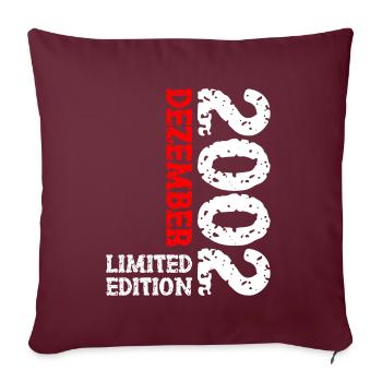 2002 Dezember Limited Edition 21. Geburtstag Deko - Sofakissenbezug 45 x 45 cm - Burgunderrot - Vorne