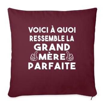 Grand Mère Parfaite Mémère Mémé Mamie Bonne Maman - Housse de coussin décorative 45 x 45 cm - bordeaux - Devant