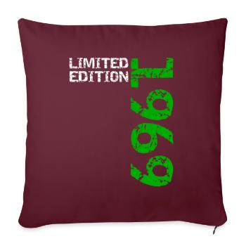 1969 édition limitée anniversaire cadeau femme mari - Housse de coussin décorative 45 x 45 cm - bordeaux - Devant