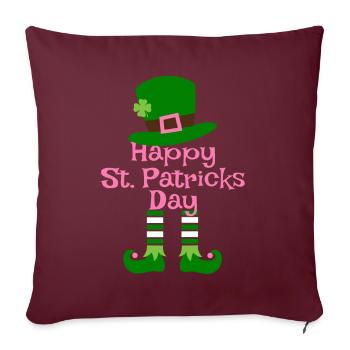 Accessoires de la Saint-Patrick, décoration de Shamrock d'irlande - Housse de coussin décorative 45 x 45 cm - bordeaux - Devant
