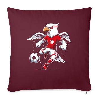Tunisie Maillot Aigle Tunisien Supporter Football - Housse de coussin décorative 45 x 45 cm - bordeaux - Devant