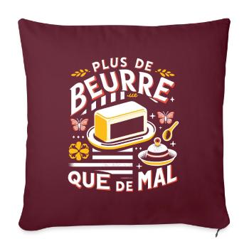 Beurre Breton Plus Que Mal Humour Breizh Bretagne - Housse de coussin décorative 45 x 45 cm - bordeaux - Devant