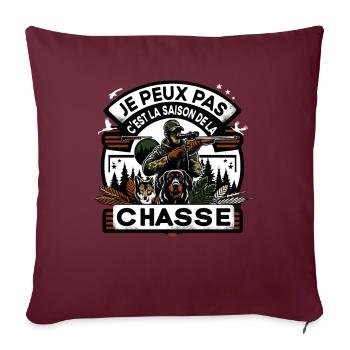 Ich kann nicht Jagdsaison Humor Jäger - Sofakissenbezug 45 x 45 cm - Burgunderrot - Vorne